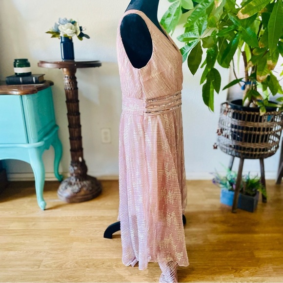 VENUS Rose Gold Hanky Hems Asymmetrical Handkerchief Hem Shimmer Dress Size 16 - Picture 8 of 16